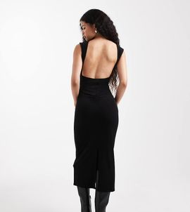 Noisy May Petite Noisy May Petite ruched detail backless midi dress in black