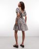 Noisy May Petite Noisy May Petite tiered seersucker mini dress with open tie back in chocolate gingham-Brown - 4
