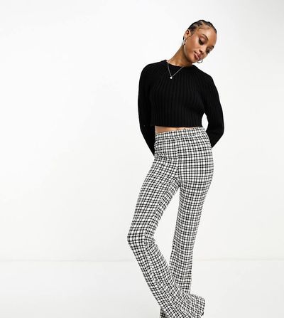 Noisy May Tall Noisy May Tall flared pants in black houndstooth