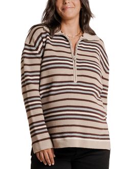 Nom Maternity Nom Maternity Blaire 3/4 Zip Maternity Sweater