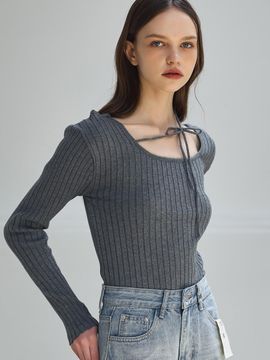 NONANDNON HALTER STRING KNIT SWEATER (NSKN511) [MELANGE GRAY]