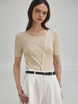 NONANDNON OBLIQUE BUTTON KNIT SWEATER (NHKN512) [IVORY]