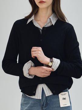 NONANDNON ROUND NECK CARDIGAN (NSCA509) [BLACK]
