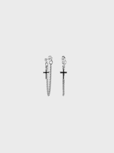 NONENON Epoxy Cross Chain Earrings