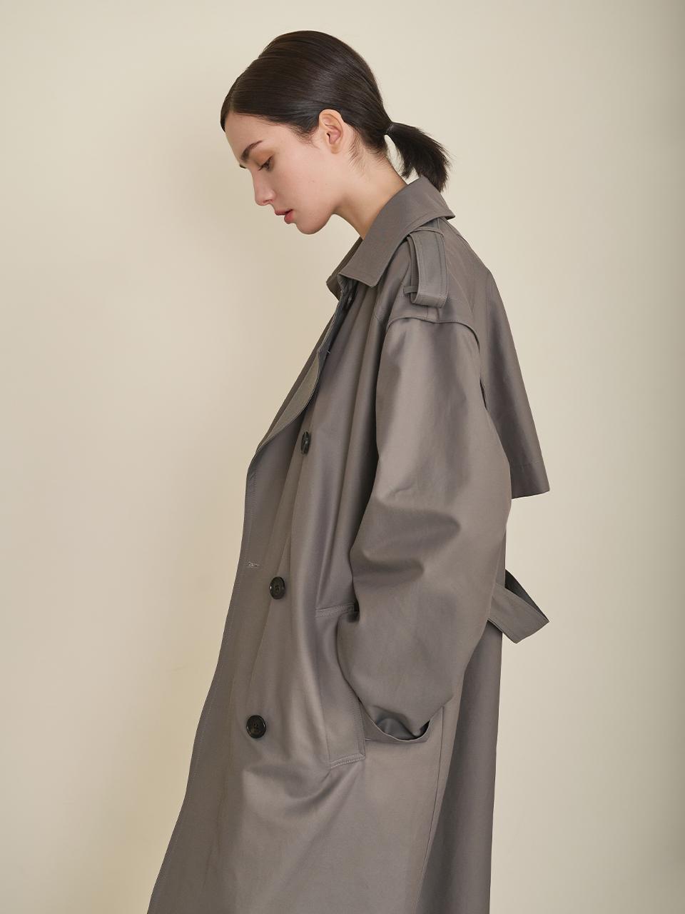 Nonesuch Classic Oversized Double-vent Coated Cotton Coat [Gray]