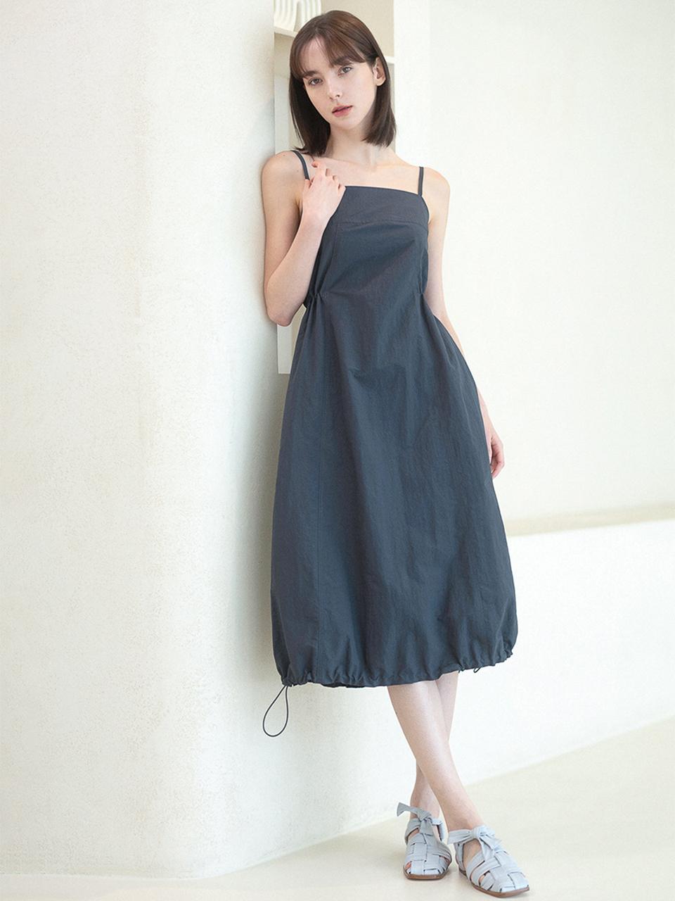 Nonesuch string sleeveless dress / charcoal
