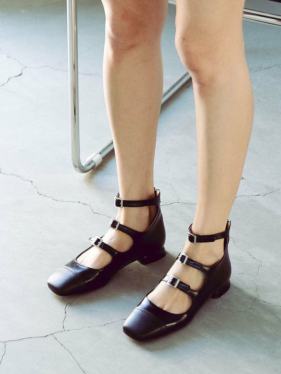 NONETHELESS 3-Strap Mary Jane Flats_Black