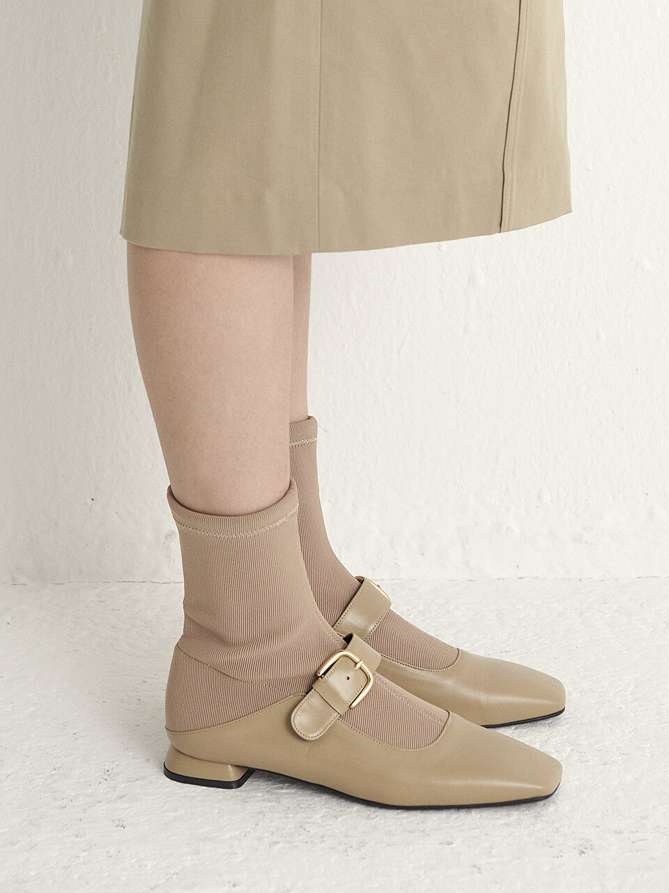 NONETHELESS Bloafer Sock Boots - Beige