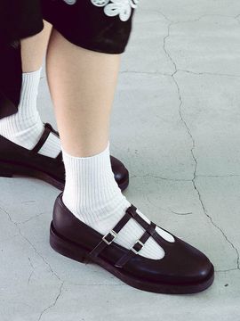 NONETHELESS Double T-strap Mary Janes_Black