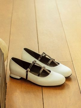 NONETHELESS Double T Strap Mary Jane_White