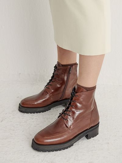 NONETHELESS Lace Platform Boots - Brown