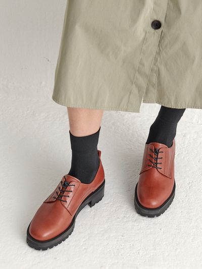 NONETHELESS Lace Up Loafers - Camel Brown
