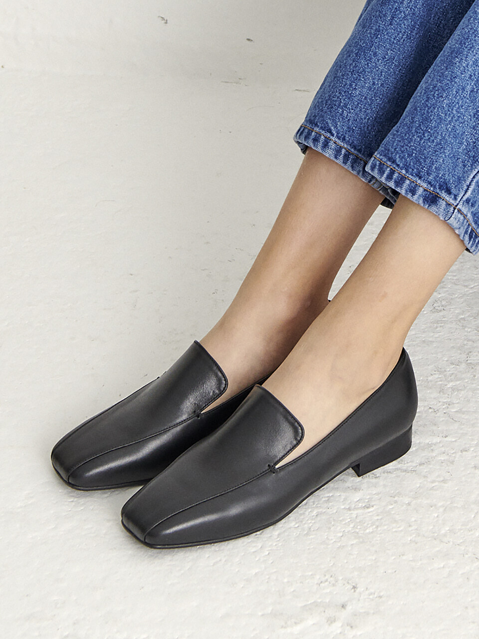 NONETHELESS Square Flat Loafers - Black