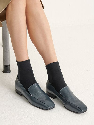 NONETHELESS Square Flat Loafers - Gray