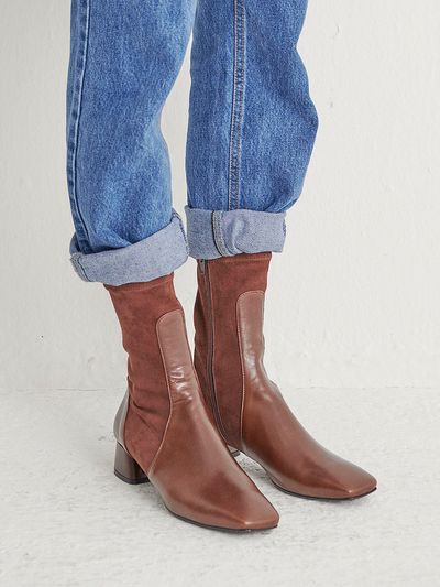 NONETHELESS Two Parts Ankle Boots - Brown