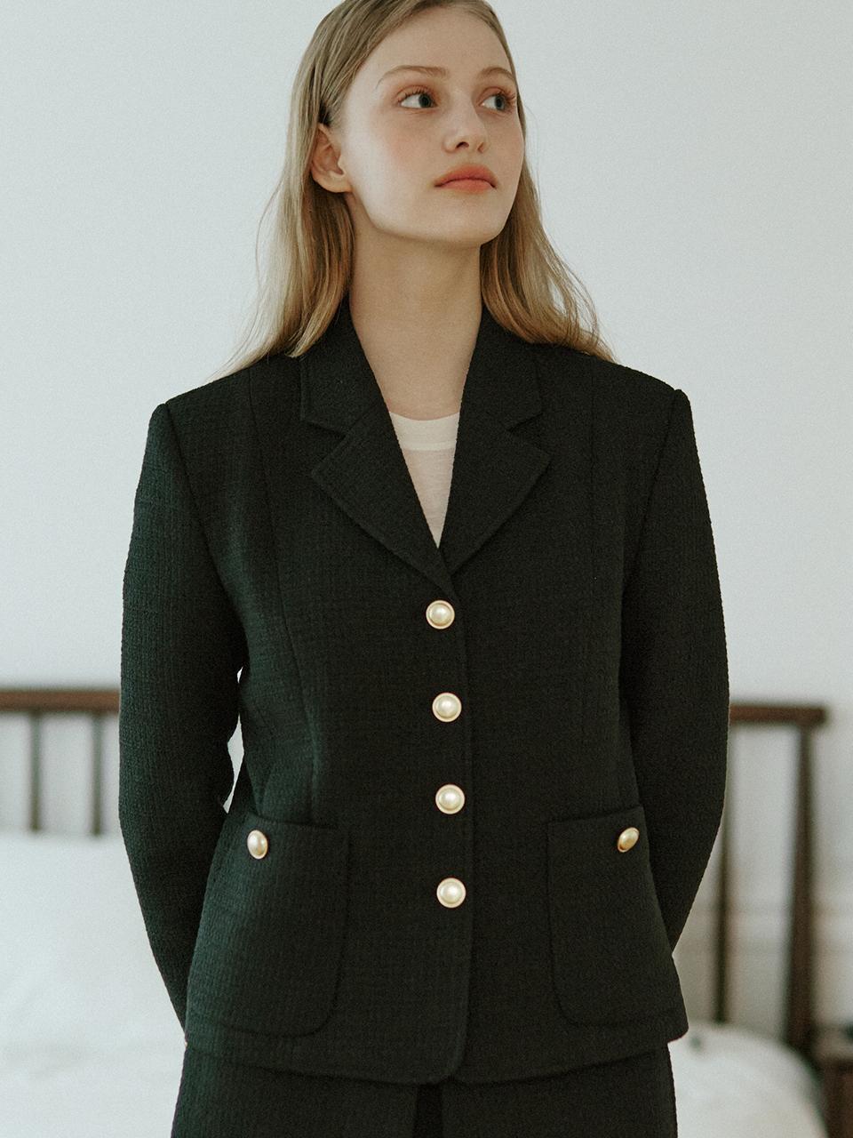 NONLOCAL Anna Tweed Goldish Jacket (Black)