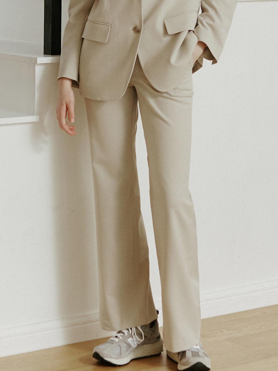 NONLOCAL Classic Semi-Wide Pants (Beige)