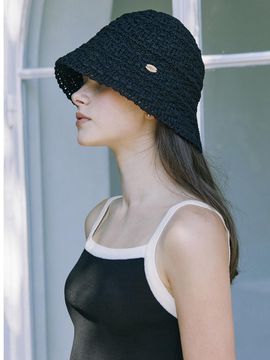 NONLOCAL Crochet Knit Bonnet Hat_Black