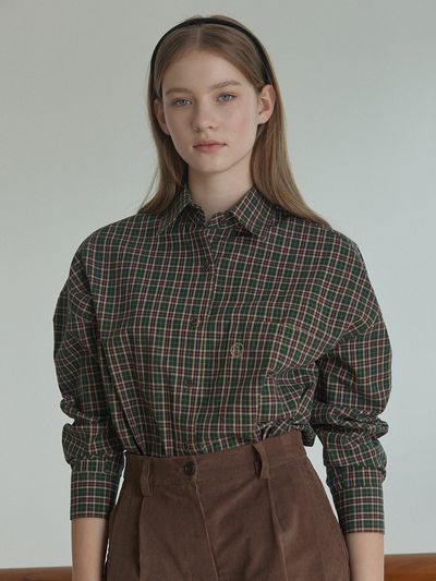 NONLOCAL Emblem Logo Check Shirt - Green