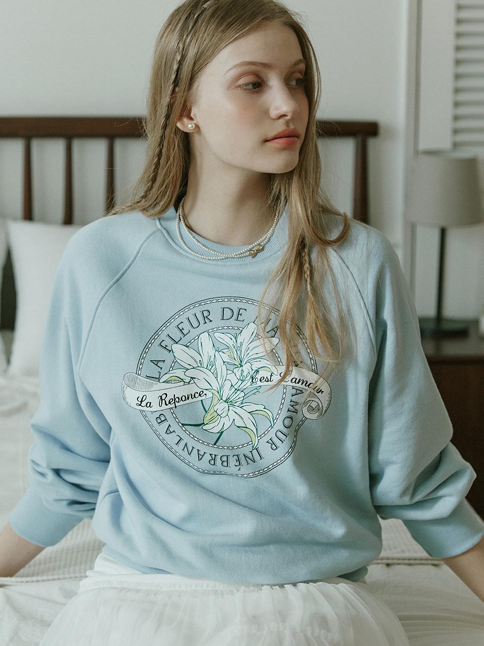 NONLOCAL Lily Print Sweatshirt (Sky Blue)