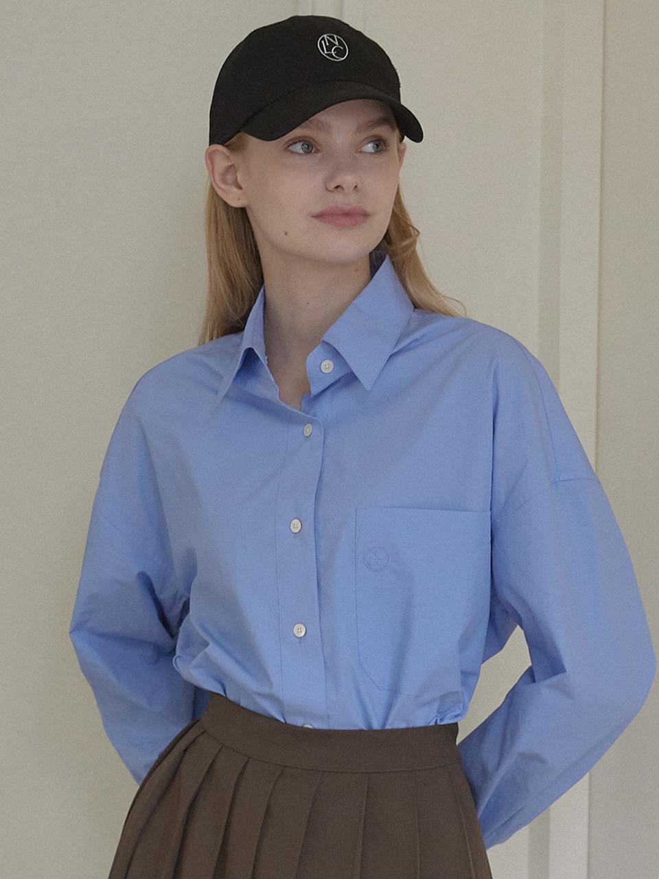 NONLOCAL Logo Embroidery Standard Shirt - Blue