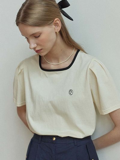 NONLOCAL Neckline Puff Sleeve T-shirt
