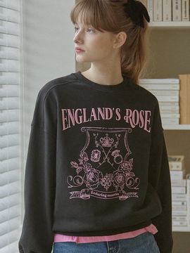 NONLOCAL Rose Emblem Embroidery Sweatshirt_Black