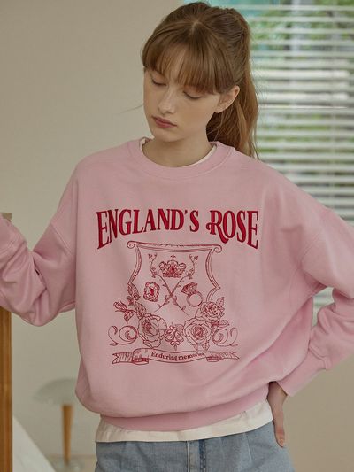 NONLOCAL Rose Emblem Embroidery Sweatshirt_Pink