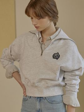 NONLOCAL Royal Wappen Half Zip-up_Light Grey
