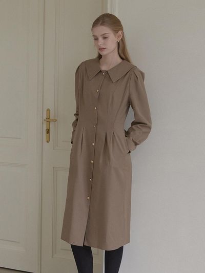 NONLOCAL Sailor Collar Goldish Dress - Beige