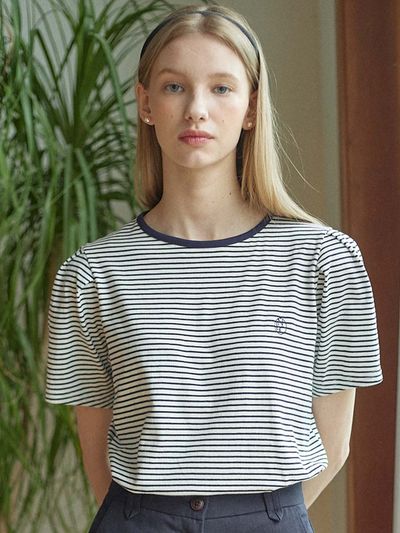 NONLOCAL Stripe Puff Sleeve T-shirt_White Stripe