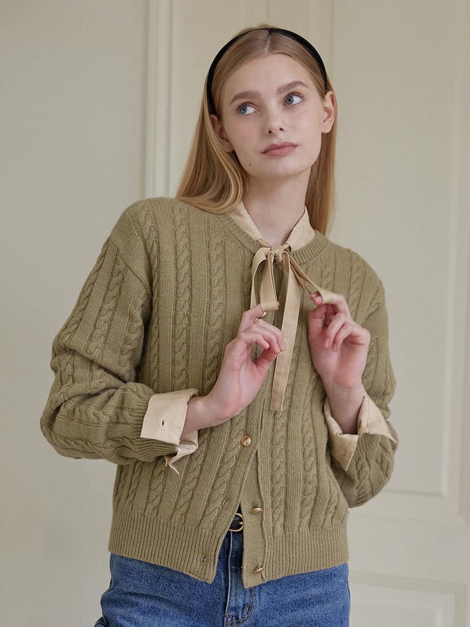 NONLOCAL Wool Cable Knit Cardigan