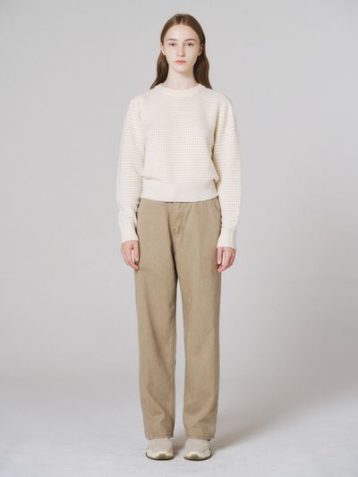 NONNIERE Belted Denim Pants (Beige)