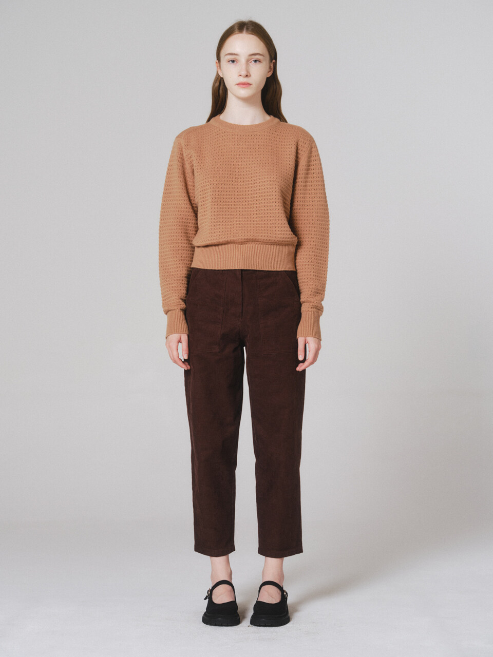NONNIERE Cropped Corduroy Pants (Brown)
