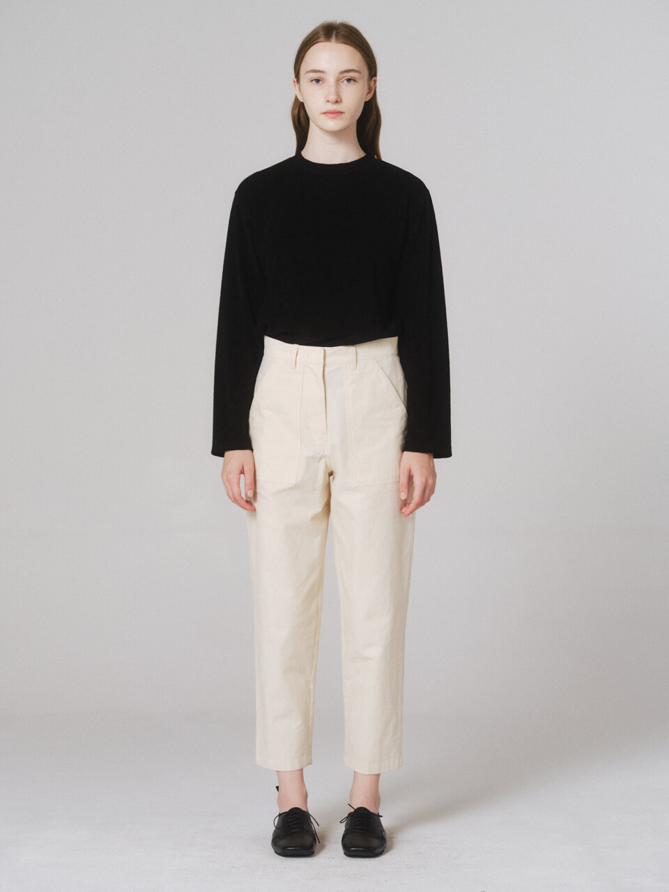 NONNIERE Cropped Corduroy Pants (Cream)