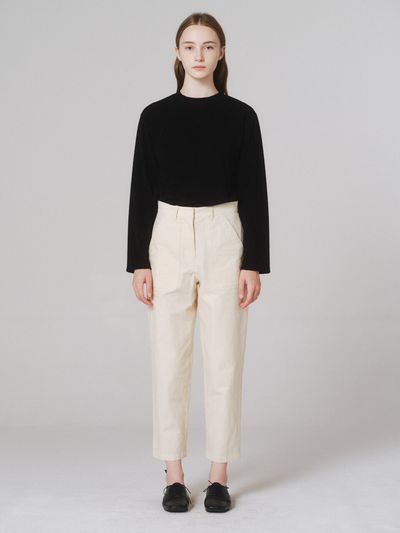 NONNIERE Cropped Corduroy Pants (Cream)