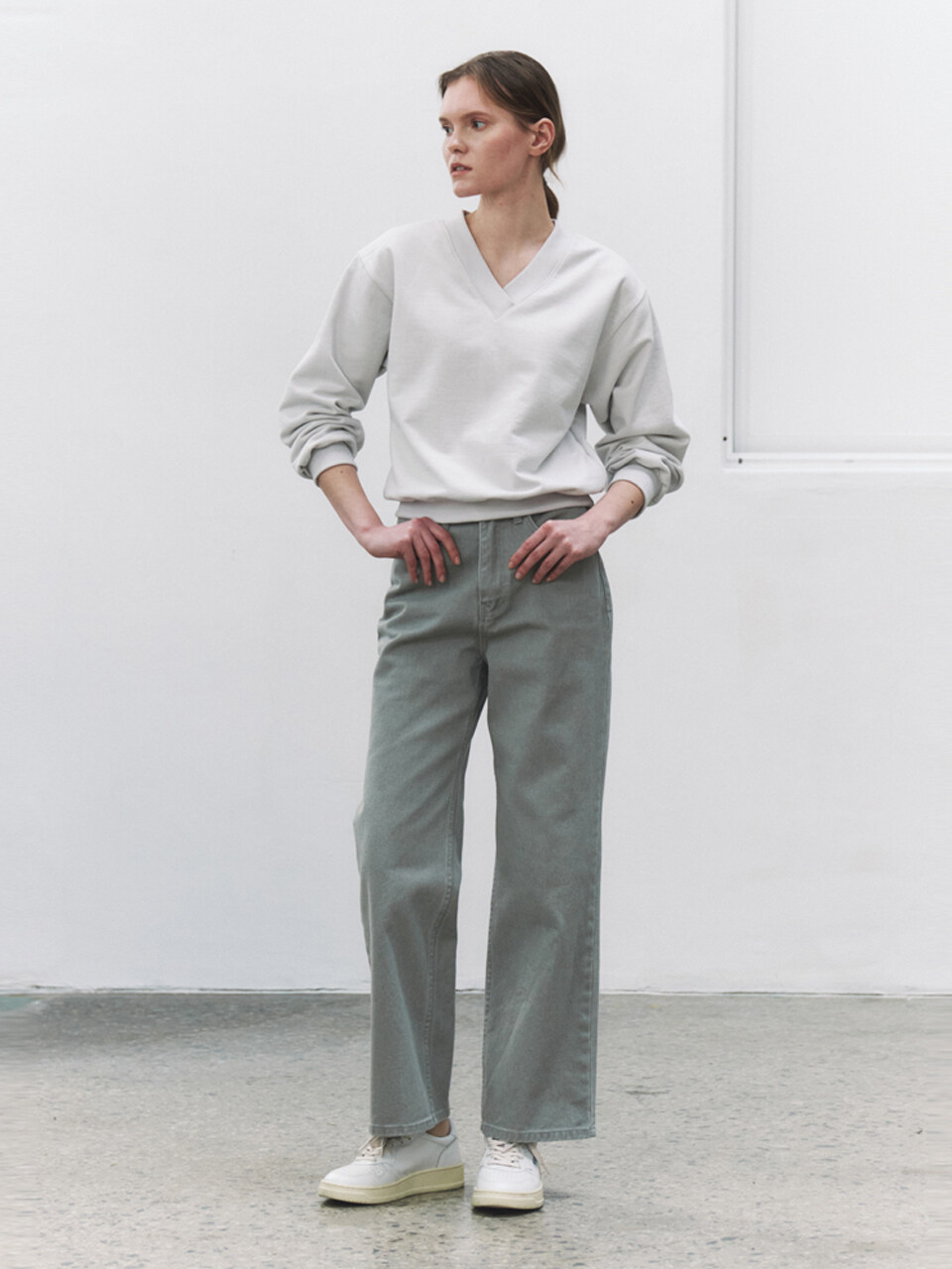 NONNIERE Dyed Wide Denim Pants _Light Grey