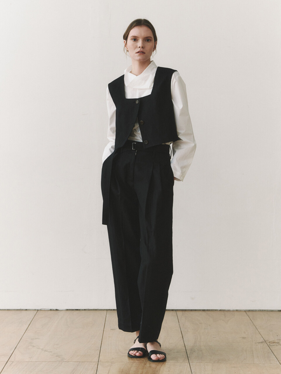 NONNIERE Linen Belted Pants _Black