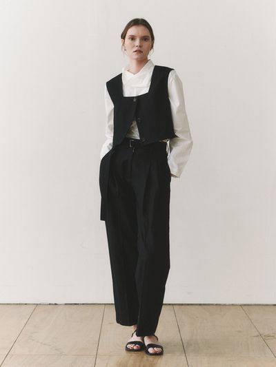 NONNIERE Linen Belted Pants _Black