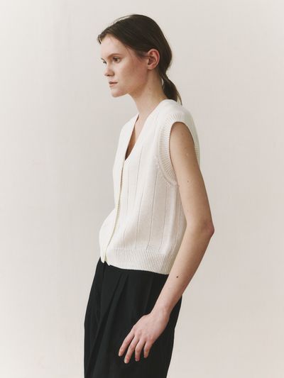 NONNIERE Paper Knit Vest _White