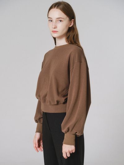 NONNIERE Shirring Sweatshirts (Brown)