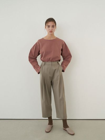 NONNIERE Wool Blended Carrot Pants (Sepia)