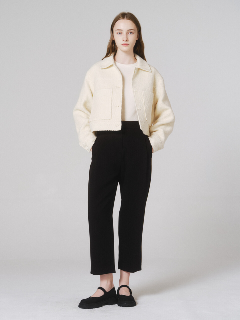 NONNIERE Wool Blended Round Pants (Black)