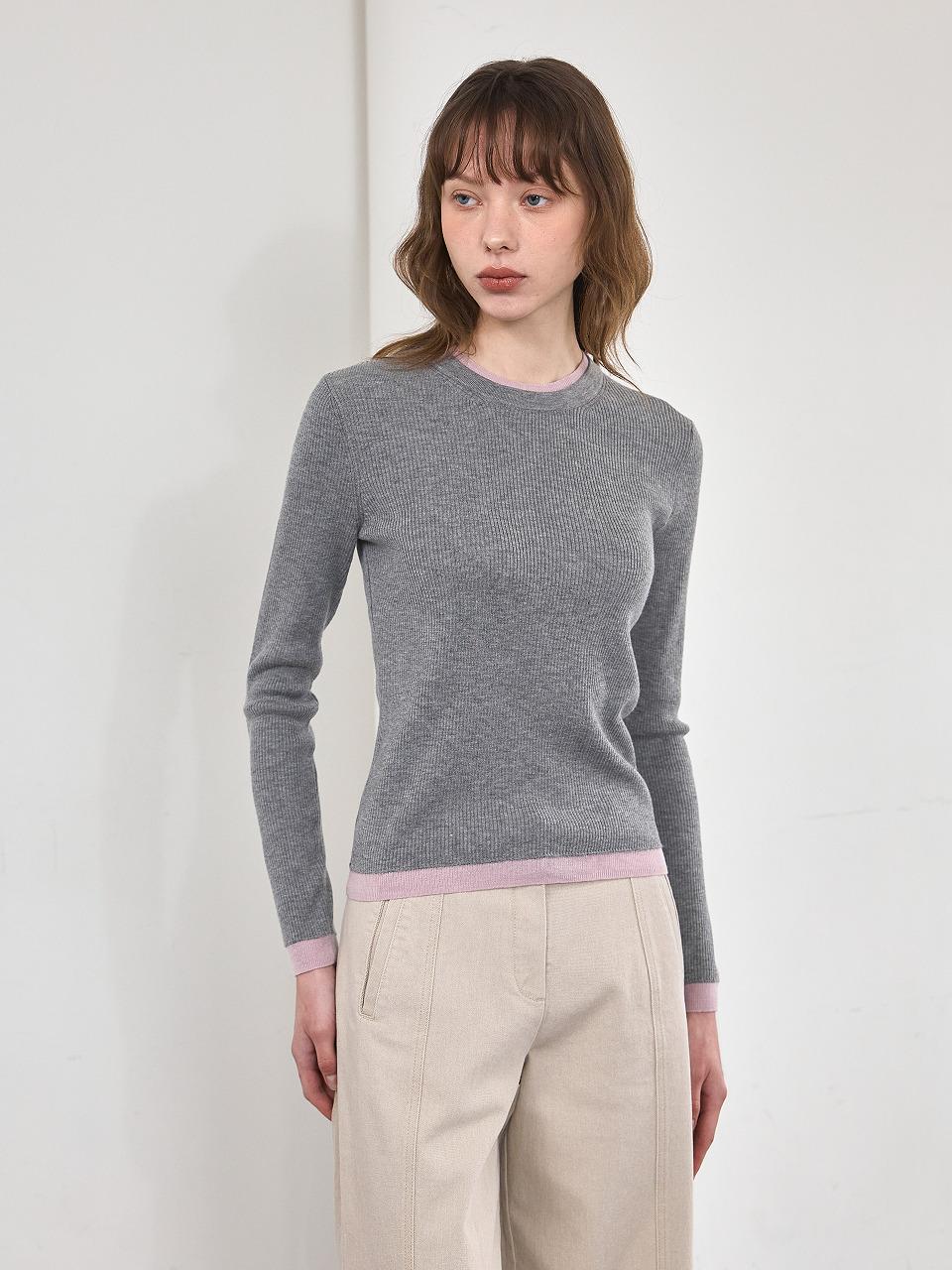 NOOR Layered Slim Ribbed Knit Sweater