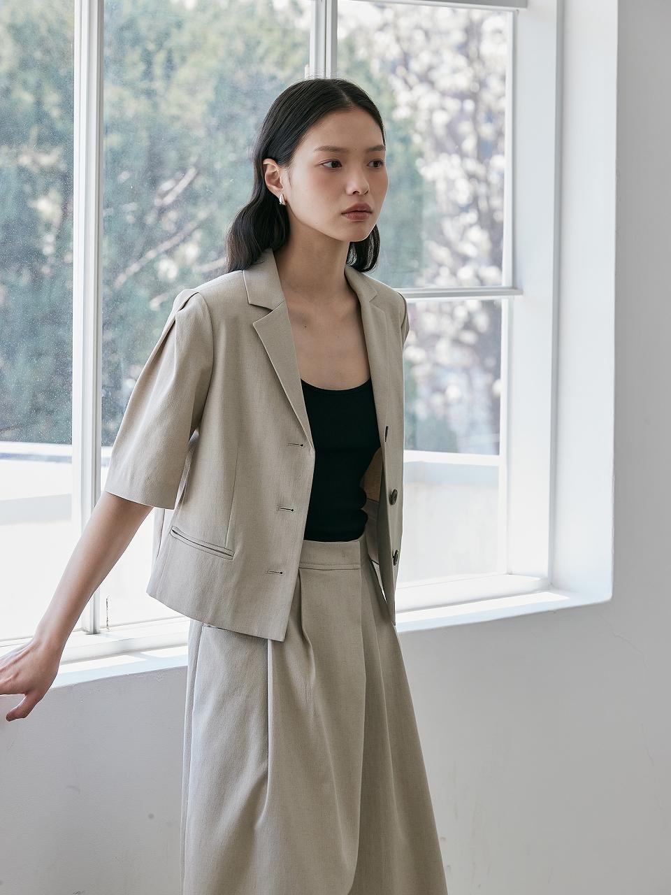 NOOR Linen Tuck Half Jacket (2 Colors)