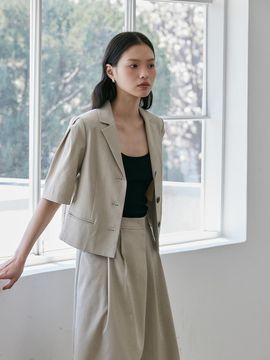 NOOR Linen Tuck Half Jacket (2 Colors)