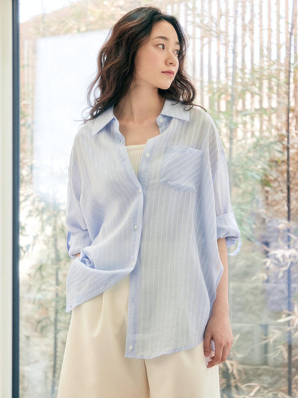 NOOR Sheer Summer Stripe Shirt (2 Colors)