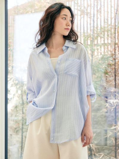 NOOR Sheer Summer Stripe Shirt (2 Colors)