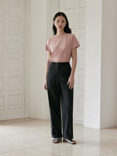 NOOR Turn-up Wide Pants [2 Colors]