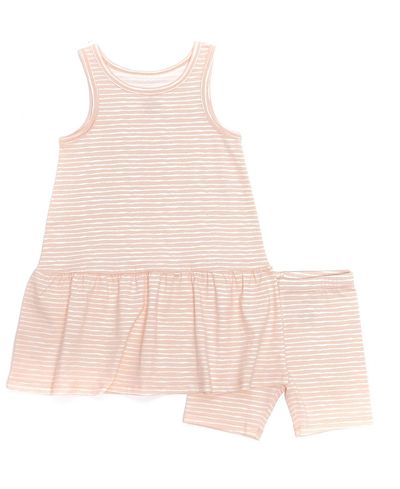 Norani Norani Girls' Organic Drop Waist Dress with Matching Biker Shorts